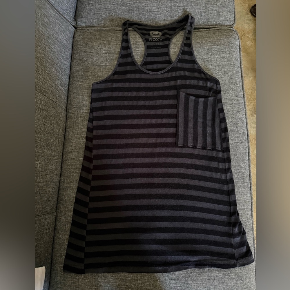 Roxy Black and Charcoal Striped Racerback Tank
